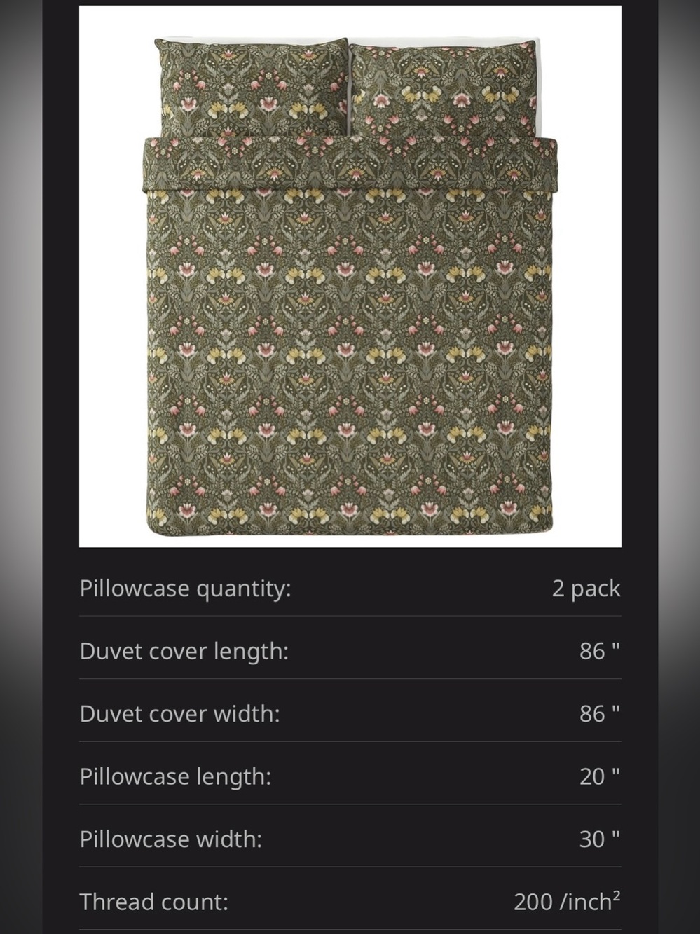 IKEA KÄRRDUNÖRT Floral Duvet Cover Set - full/queen - FREE SHIPPING - Picture 4 of 5